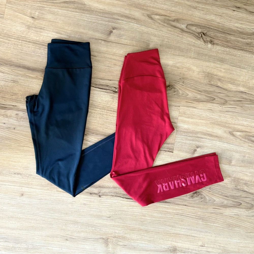 Gymshark Red and Black Leggings for Active Wear